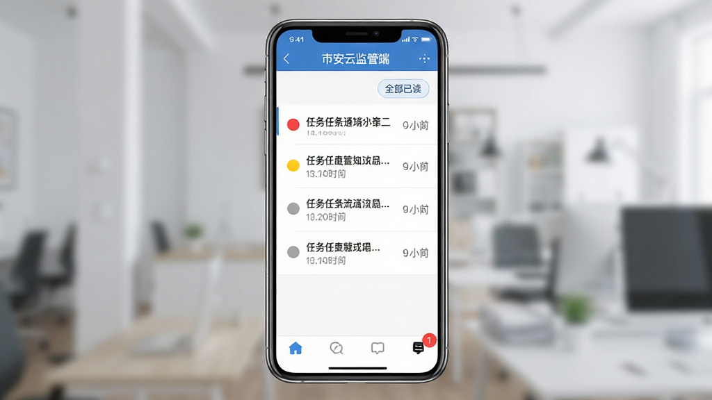 �а��Ƽ�ܶ� ��Ϣ֪ͨ���Ľ���չʾ���ֻ���Ļ����ʾ�����б�ҳ�棬ÿ����������к�ƻҲ�ͬ��ɫ�����ȼ�Բ�㣬�Ҳ����������ͽ�ֹʱ�䣬������ȫ���Ѷ���ť���ײ���������Ϣͼ����к�ɫ���ֽǱ꣬���������죬��������
