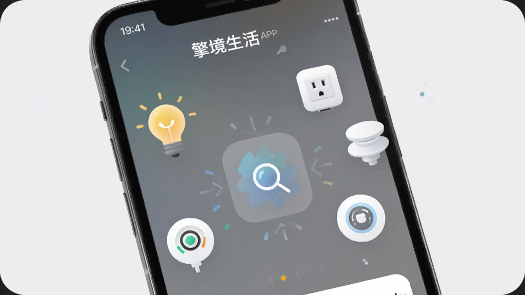 һ���ֻ���Ļ����ʾ���澳���APP���豸���ӽ��棬����������һ��������������ΧƯ���ŵ��ݡ����������������豸ͼ�꣬������ǳ��ɫ����������죬�������������ʸɾ��޶���Ԫ�ء�