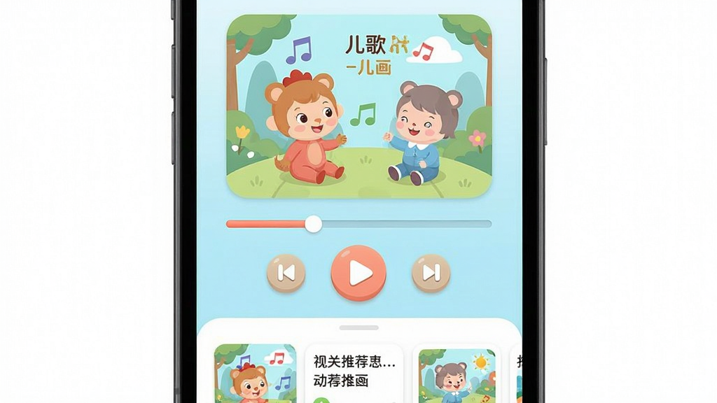 ��Ѷ�����¶���ƬApp��ҳ��ͼ�����ͼ��������һ���ֻ���Ļ��д����Ļ��չʾ�Ŷ��貥�Ž��棬����Ϊ�Ϸ������ڲ��ŵĿ�ͨ�������棬�м��ǽ������Ͳ��ſ��ư�ť���·�������Ƽ��б����Ű����룬����Ǳ�ƽ����ͨ��ƣ�ϸ�ڰ���ɫ����͵ķ���ͼ�����������ֱ�ǩ��Բ�ǰ�ť�����ʸɾ��޶���Ԫ��