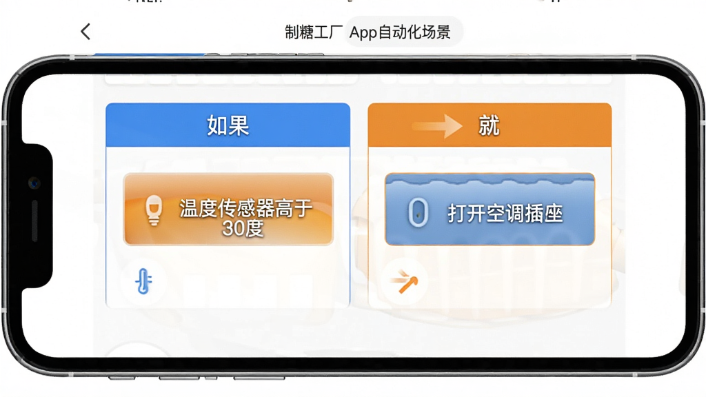���ǹ���App�Զ����������ý��棬�ֻ���Ļ��ʾһ�������༭ҳ�棬������������͡��͡��������飬������������¶ȴ���������30�ȣ����������Ǵ򿪿յ���������������ɫ�ͳ�ɫ���������Ͷ����������Ǽ��İ�ɫ�����ֱ���׶������ʸɾ��޶���Ԫ�ء�