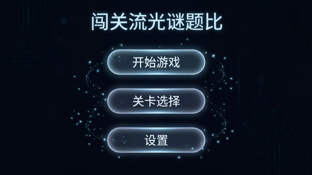 ����չʾ��������������ȡ�����Ϸ�����棬��ɫ�����������š���ʼ��Ϸ�����ؿ�ѡ�񡱡����á��������ⰴť����ť��Χ��ϸ΢�Ĺ�������Ʈ��������Ϊ�������о��У����Ϊ����Ƽ���UI��ƣ�ϸ���ϰ�ť��Ե����͹��Σ����ʸɾ��������޶���Ԫ��