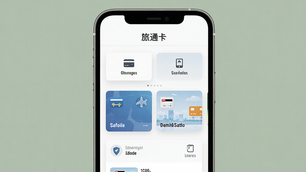 旅通卡无广告界面展示,手机屏幕显示旅通卡App主界面,画面干净没有弹窗广告,顶部有“旅通卡”标识,中间是功能按钮和卡片列表,背景纯色,风格极简,画质清晰,无多余元素