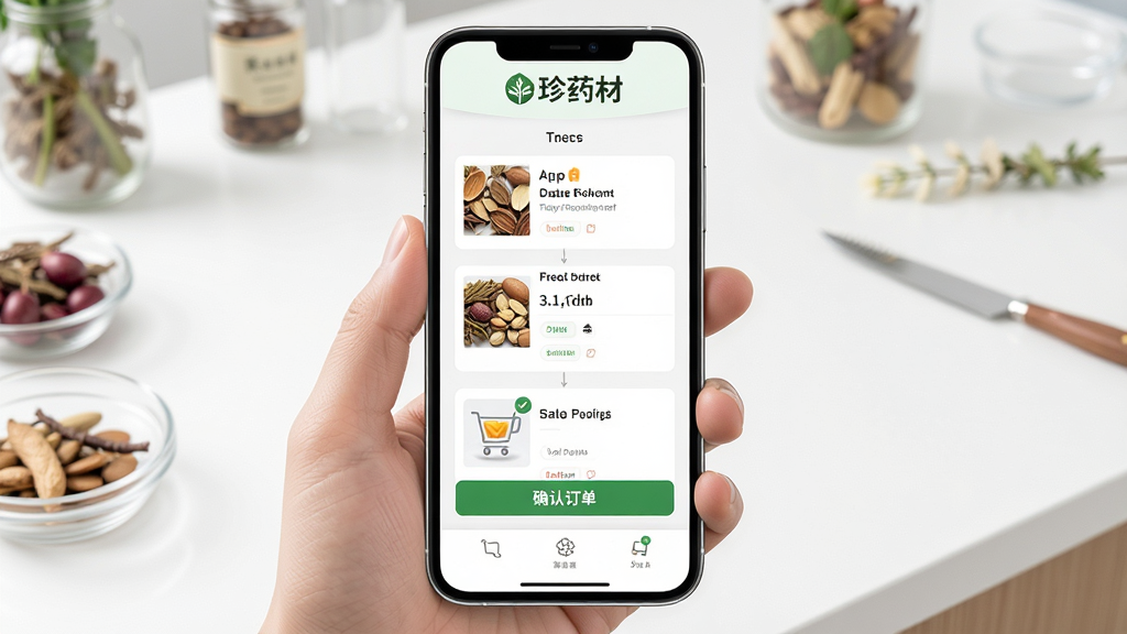 ��ҩ��App�ɹ��µ�����ͼ���ֻ���Ļչʾ�����ҩ�ĵ�ȷ�϶����Ĳ�����棬����ҩ�ġ�Logo��ҳ�涥���������Ǹɾ��Ĳ���̨�棬�������ֱ�ۣ���������